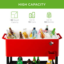 Load image into Gallery viewer, 80-Quart Rolling Cooler Cart w/ Bottle Opener, Catch Tray
