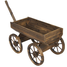 Load image into Gallery viewer, Wooden Garden Flower Planter Wagon w/ Wheels - Brown
