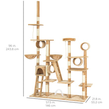 Load image into Gallery viewer, 96in Multi-Level Cat Tree Scratcher Palace Post
