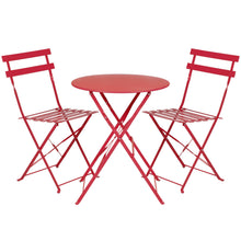 Load image into Gallery viewer, 3-Piece Portable Folding Metal Outdoor Bistro Furniture Set w/ Steel Frame
