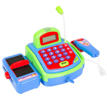 Load image into Gallery viewer, Kids Pretend Electronic Cash Register Set w/ Money, Play Food Groceries, Mic
