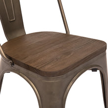 Load image into Gallery viewer, Set Of 4 Distressed Metal Dining Chairs w/ Wood Seat

