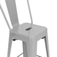 Load image into Gallery viewer, 24in Set of 4 High Backrest Industrial Metal Counter Height Stools - Silver
