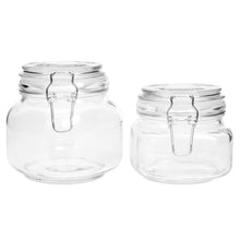 Load image into Gallery viewer, Set of 5 Glass Mason Jars w/ Clip-Top, 10 Stickers, Chalk - Clear
