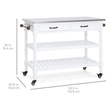 Load image into Gallery viewer, Kitchen Island Storage &amp; Bar Cart w/ Stainless Steel Top
