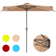 Load image into Gallery viewer, 8.5ft Outdoor Solar LED Strip Lighted Half Patio Umbrella w/ Hand Crank
