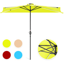 Load image into Gallery viewer, 8.5ft Outdoor Solar LED Strip Lighted Half Patio Umbrella w/ Hand Crank
