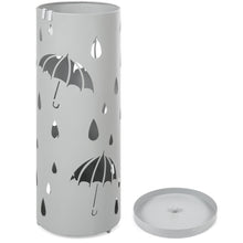 Load image into Gallery viewer, Spherical Metal Umbrella Stand w/ 2 Side Hooks, Drain Tray - Silver
