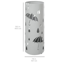 Load image into Gallery viewer, Spherical Metal Umbrella Stand w/ 2 Side Hooks, Drain Tray - Silver
