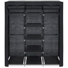 Load image into Gallery viewer, 9-Shelf Portable Fabric Closet w/ Cover and Adjustable Rods - Black
