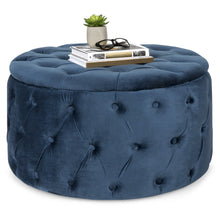 Load image into Gallery viewer, 29.5in Round Button-Tufted Upholstered Velvet Footrest Accent Furniture
