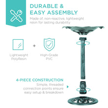 Load image into Gallery viewer, Lily Leaf Pedestal Bird Bath Decoration Accent w/ Floral Accents
