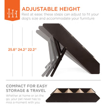 Load image into Gallery viewer, Foldable Adjustable, Non-Slip Wide Wooden Carpeted Pet Step Stairs
