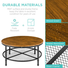 Load image into Gallery viewer, 2-Tier 35.5" Round Industrial Wood &amp; Steel Coffee Table, Storage Shelves
