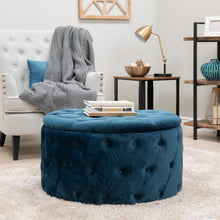 Load image into Gallery viewer, 29.5in Round Button-Tufted Upholstered Velvet Footrest Accent Furniture
